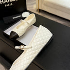 CHANEL MARY JANE IN WHITE QUILTED LAMSKIN
