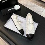 CHANEL MARY JANE IN WHITE QUILTED LAMSKIN