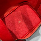 HERMES PICOTIN LOCK 18 RED CALFSKIN