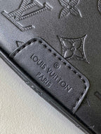 LOUIS VUITTON LV BELT BAG 44 IN BLACK EMBOSSED MONOGRAM CALFSKIN