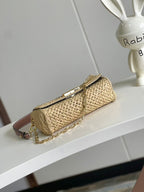 LOUIS VUITTON LV SHOULDER BAG 24 IN BEIGE WOVEN RAFFIA GOLD HARDWARE