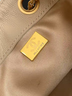 CHANEL 25 MINI HANDBAG 22CM IN BEIGE GRAINED CALFSKIN GOLD HARDWARE