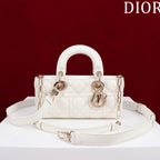 DIOR SMALL LADY D-JOY 22 WHITE LAMBSKIN GOLD HARDWARE