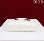 DIOR SMALL LADY D-JOY 22 WHITE LAMBSKIN GOLD HARDWARE