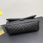 CHANEL CLASSIC FLAP BAG 46 IN BLACK QUILTED CALFSKIN