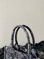 DIOR MISS SMALL TOTE 26 IN NAVY BLUE AND WHITE CANVAS