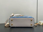 LOUIS VUITTON LV CAPUCINES BAG 21 PINIC IN COLORFUL DENIM GOLD HARDWARE