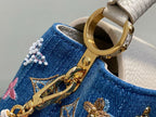 LOUIS VUITTON LV CAPUCINES BAG 21 PINIC IN COLORFUL DENIM GOLD HARDWARE
