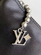 LOUIS VUITTON LV SHOULDER BAG 48 IN BLACK CALFSKIN EMBOSSED STRAP