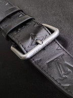 LOUIS VUITTON LV SHOULDER BAG 48 IN BLACK CALFSKIN EMBOSSED STRAP