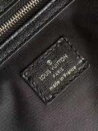 LOUIS VUITTON LV SHOULDER BAG 48 IN BLACK CALFSKIN EMBOSSED STRAP