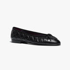 CHANEL BALLET FLATS BLACK AGED CALFSKIN