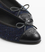 CHANEL ballet flats navy blue black tweed
