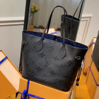 LOUIS VUITTON NEVERFULL MM 32 BLACK EMBOSSED COWHIDE LEATHER