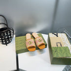 GUCCI MATELASS¨¦ CANVAS SLIDES PINK LOGO