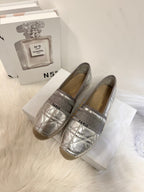 DIOR GRANVILLE ESPADRILLE SILVER QUILTED CANNAGE CALFSKIN