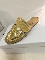 DIOR GRANVILLE ESPADRILLE MULE GOLD QUILTED CANNAGE CALFSKIN