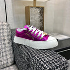 CHANEL CASUAL SNEAKER IN MAGENTA PURPLE METALLIC LAMBSKIN WITH GOLD LOGO