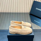 CHANEL 25S TEDDY LOAFER 15MM IN LIGHT BROWN SUEDE SILVER HARDWARE