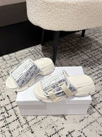 DIOR ADJUSTABLE STRAP SANDALS 25S 50 MM IN CREAM GREY FABRIC MIX WHITE CALFSKIN STYLE 3