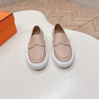 HERMES 25S SLIP-ON IN SOFT NUDE PINK LAMBSKIN