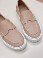 HERMES 25S SLIP-ON IN SOFT NUDE PINK LAMBSKIN