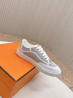 HERMES 25S SNEAKER LOW SPORTS IN GREY CANVAS MIX WHITE LAMBSKIN