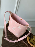 LOUIS VUITTON ALL IN BB BAG 18 IN QUARTZ PINK AND BEIGE EMBOSSED COWHIDE
