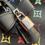 LOUIS VUITTON SPEEDY SOFT 30 IN COLORFUL MONOGRAM PATTERN AND BLACK COATED CANVAS