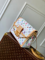 LOUIS VUITTON LV x TM DAUPHINE SOFT 28 IN COLORFUL MONOGRAM PATTERN AND WHITE COATED CANVAS