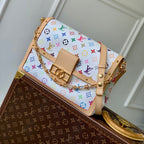 LOUIS VUITTON LV x TM DAUPHINE SOFT 28 IN COLORFUL MONOGRAM PATTERN AND WHITE COATED CANVAS