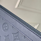 LOUIS VUITTON POCHETTE VOYAGE 27 IN DARK BLUE MONOGRAM ECLIPSE CALFSKIN EMBOSSED LOGO
