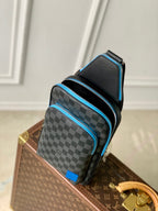 LOUIS VUITTON AVENUE SLINGBAG 31 IN BLACK AND GREY DAMIER GRAPHITA CANVAS CALFSKIN