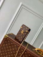 LOUIS VUITTON PHONE POUCH 17.5 IN BROWN MONOGRAM COATED CANVAS AND CALFSKIN