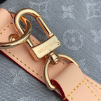 LOUIS VUITTON KEEPALL BANDOULIÈRE 45 IN GREY MONOGRAM DENIM LIGHT BROWN CALFSKIN