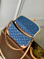LOUIS VUITTON DIANE 24 IN DENIM BLUE MONOGRAM COWHIDE LEATHER TRIM