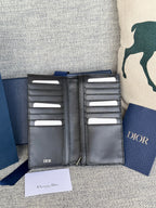 DIOR VERTICAL LONG WALLET 19 IN BLUE MONOGRAM OBLIQUE JACQUARD