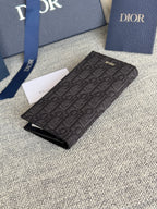 DIOR VERTICAL LONG WALLET 19 IN BLACK MONOGRAM OBLIQUE JACQUARD