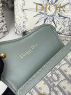 DIOR 25S SADDLE JASMINE GUSSET CARD HOLDER 10 IN GRAY OBLIQUE JACQUARD CANVAS