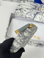 DIOR 25S LONG ZIPPER WALLET 19 IN GRAY OBLIQUE JACQUARD CANVAS