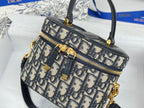 DIOR 25S CD SIGNATURE VANITY 16 IN BLUE  OBLIQUE JACQUARD CANVAS