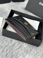 CHANEL 25S CARD HOLDER 11 IN BLACK LAMBSKIN GOLD HARDWARE