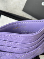 CHANEL 25S CARD HOLDER 11 IN LAVENDER PURPLE CAVIAR GOLD HARDWARE