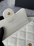 CHANEL 25S CF SMALL TRI FOLD WALLET 11 IN IVORY CAVIAR GOLD HARDWARE
