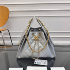 CHANEL 25S HOBO BAG 30 IN SILVER CAVIAR WITH GOLD HARDWARE