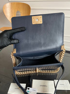 CHANEL 25S BOY BAG 25 IN DARK NAVY BLUE LAMBSKIN