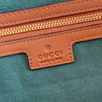 GUCCI 26S OPHIDIA MEDIUM BOSTON BAG 30 IN WARM BEIGE AND BROWN CANVAS