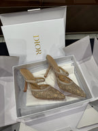 DIOR HIGH HEELS MULE IN CAMEL BEIGE LAMB SUEDE 10 CM