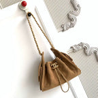 CHANEL 25S HOBO BAG 22 IN BROWN SUEDE WITH GOLD HARDWARE