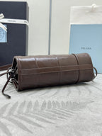 PRADA 25S BONNIE MINI HANDBAG 23 IN RK BROWN CALFSKIN GOLD HARDWARE